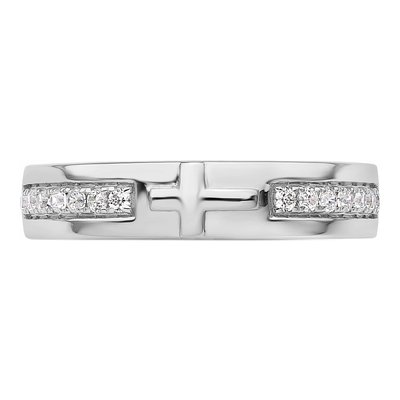 Men's 14K White Gold 1/4 ct tw Lab-Grown Diamond Cross Wedding Band – view 7