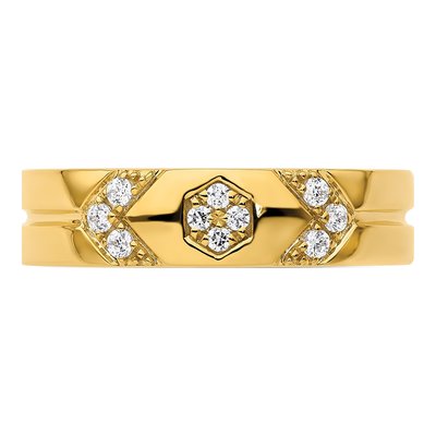 14K Yellow Gold 1/8 ct tw Diamond Hexagon Wedding Band – view 5