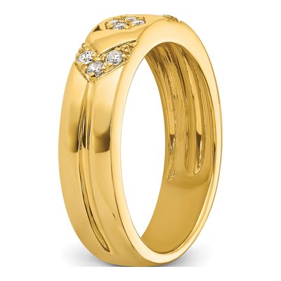 14K Yellow Gold 1/8 ct tw Diamond Hexagon Wedding Band – view 7