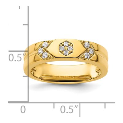 14K Yellow Gold 1/8 ct tw Diamond Hexagon Wedding Band – view 8