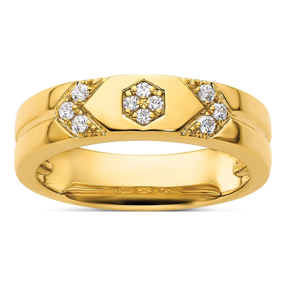 14K Yellow Gold 1/8 ct tw Diamond Hexagon Wedding Band