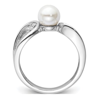 14K White Gold 1/8 ct tw Freshwater Cultured Pearl & Diamond Ring – view 2