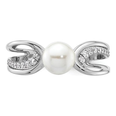 14K White Gold 1/8 ct tw Freshwater Cultured Pearl & Diamond Ring – view 4