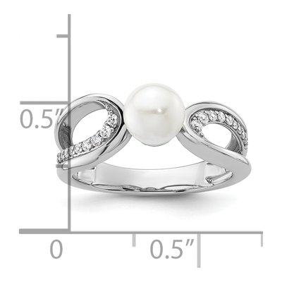 14K White Gold 1/8 ct tw Freshwater Cultured Pearl & Diamond Ring – view 5