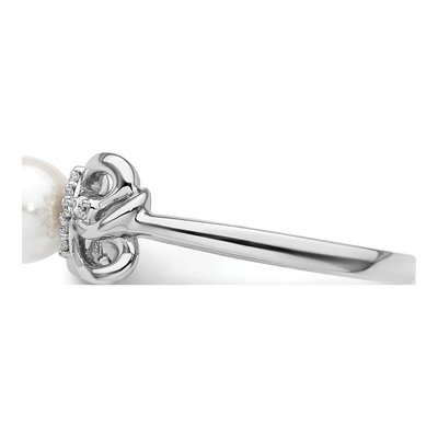14K White Gold 1/20 ct tw Freshwater Cultured Pearl & Diamond Fashion Ring – view 3