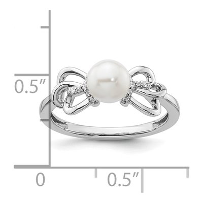 14K White Gold 1/20 ct tw Freshwater Cultured Pearl & Diamond Fashion Ring – view 5