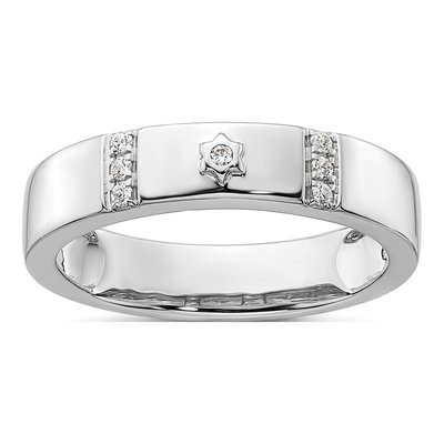 Men's 14K White Gold 0.08 ct tw Diamond Star of David Wedding Band