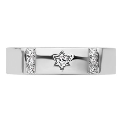 14K White Gold 1/10 ct tw Diamond Star of David Wedding Band – view 5