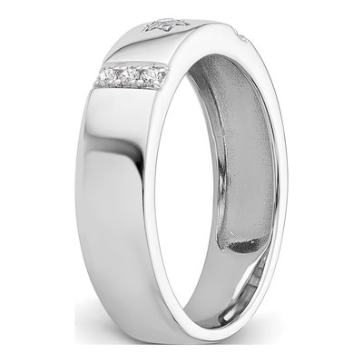 14K White Gold 1/10 ct tw Diamond Star of David Wedding Band – view 7
