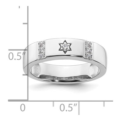 14K White Gold 1/10 ct tw Diamond Star of David Wedding Band – view 8