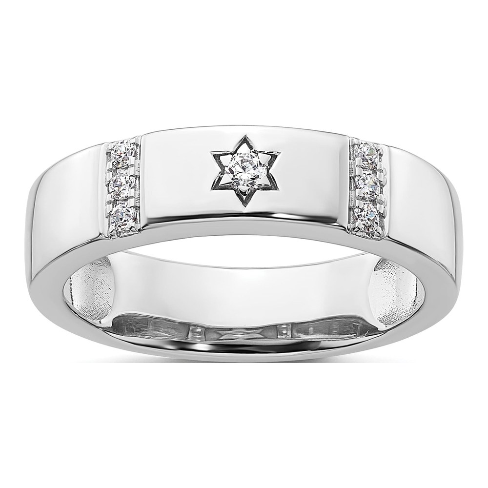 14K White Gold 1/10 ct tw Diamond Star of David Wedding Band