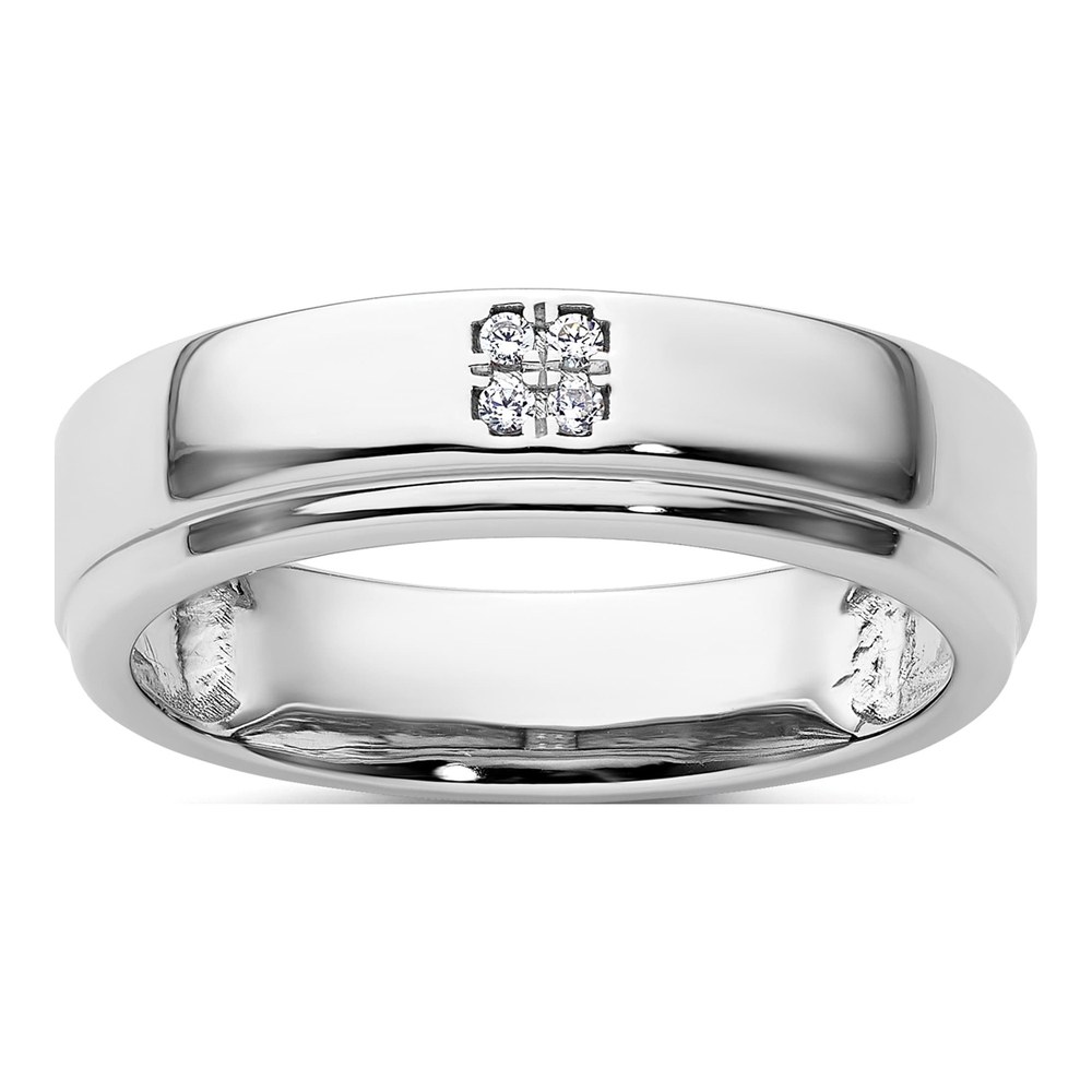 14K White Gold Diamond Wedding Band