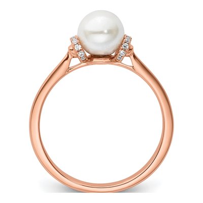 14K Rose Gold 1/15 ct tw Freshwater Cultured Pearl & Diamond Ring – view 2