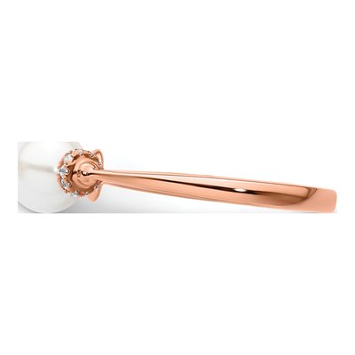 14K Rose Gold 1/15 ct tw Freshwater Cultured Pearl & Diamond Ring – view 3