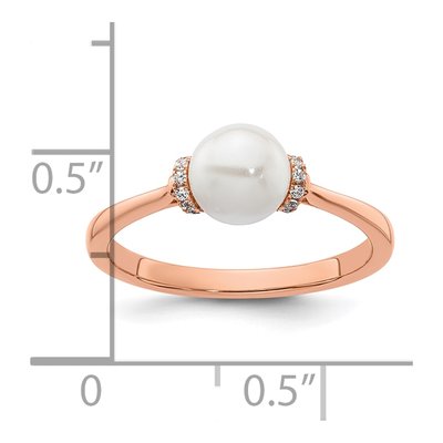 14K Rose Gold 1/15 ct tw Freshwater Cultured Pearl & Diamond Ring – view 5