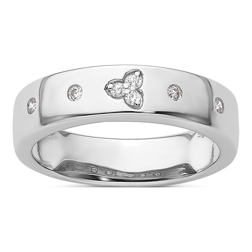 14K White Gold 1/10 ct tw Diamond Wedding Band