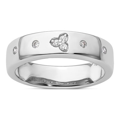 14K White Gold 1/10 ct tw Diamond Wedding Band