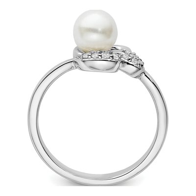 14K White Gold 1/10 ct tw Freshwater Cultured Pearl & Diamond Ring – view 2