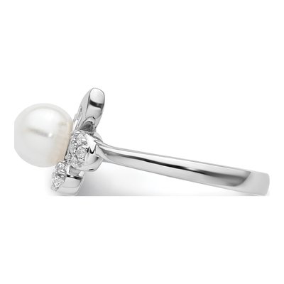 14K White Gold 1/10 ct tw Freshwater Cultured Pearl & Diamond Ring – view 3