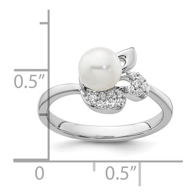 14K White Gold 1/10 ct tw Freshwater Cultured Pearl & Diamond Ring – view 5