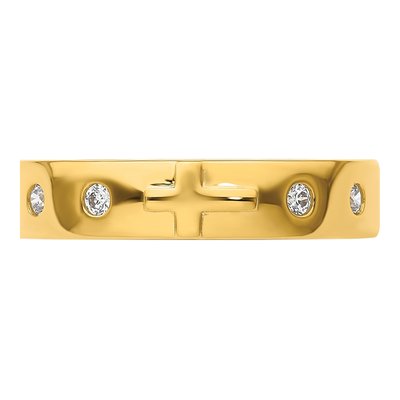Men's 14K Yellow Gold 1/7 ct tw Diamond Cross Wedding Band – view 5