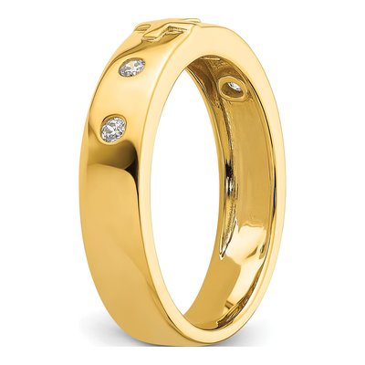 Men's 14K Yellow Gold 1/7 ct tw Diamond Cross Wedding Band – view 7