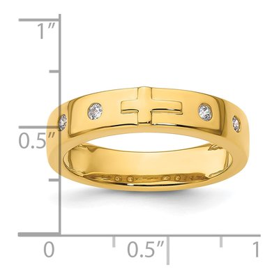 Men's 14K Yellow Gold 1/7 ct tw Diamond Cross Wedding Band – view 8