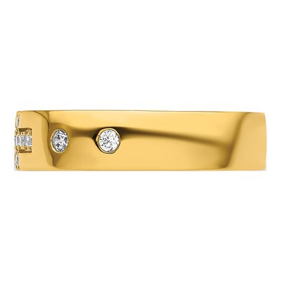 14K Yellow Gold 0.16 ct tw Diamond Cross Wedding Band – view 4