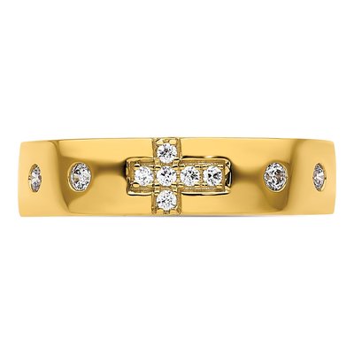 14K Yellow Gold 0.16 ct tw Diamond Cross Wedding Band – view 5