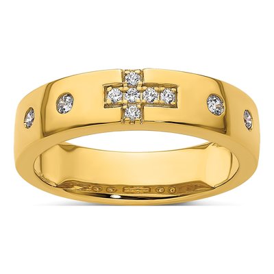 14K Yellow Gold 0.16 ct tw Diamond Cross Wedding Band