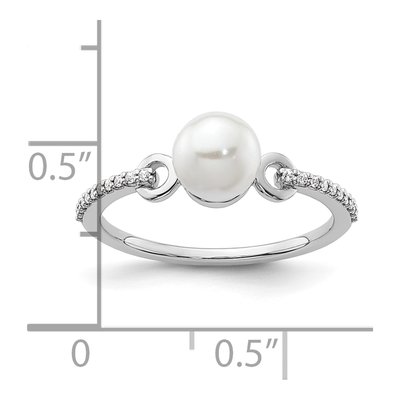 14K White Gold 1/15 ct tw Freshwater Cultured Pearl & Diamond Fashion Ring – view 5
