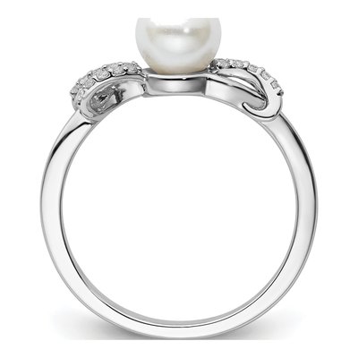 14K White Gold 1/10 ct tw Freshwater Cultured Pearl & Diamond Ring – view 2