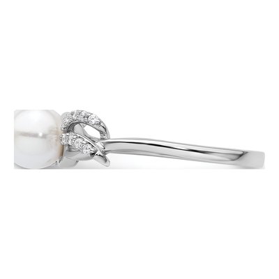 14K White Gold 1/10 ct tw Freshwater Cultured Pearl & Diamond Ring – view 3