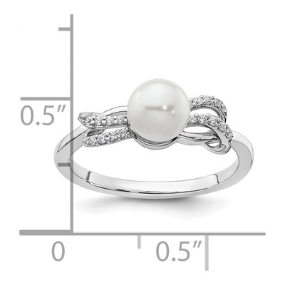 14K White Gold 1/10 ct tw Freshwater Cultured Pearl & Diamond Ring – view 5
