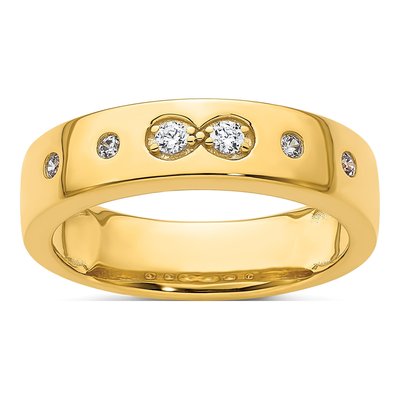 14K Yellow Gold 1/8 ct tw Diamond Infinity Wedding Band