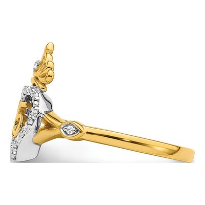 14K Two-Tone Gold 1/15 ct tw Diamond Quinceanera Heart Crown Ring – view 3
