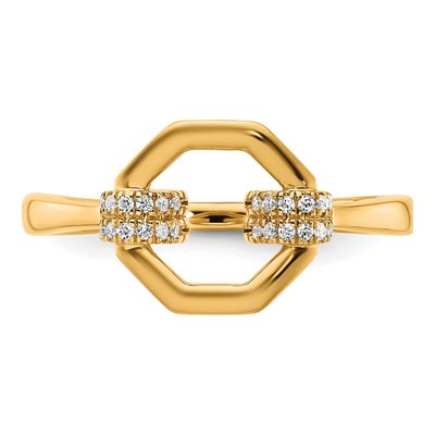 14K Yellow Gold 1/10 ct tw Diamond Octagon Fashion Ring – view 4