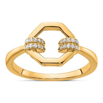 14K Yellow Gold 1/10 ct tw Diamond Octagon Fashion Ring