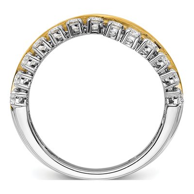 14K Two-Tone Gold 7/8 ct tw Lab-Grown Diamond Double Row Ring – view 3