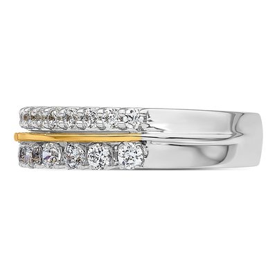 14K Two-Tone Gold 7/8 ct tw Lab-Grown Diamond Double Row Ring – view 4