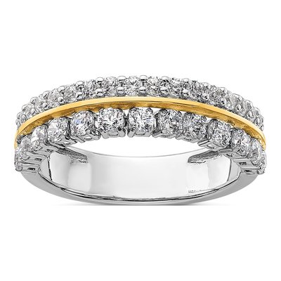 14K Two-Tone Gold 7/8 ct tw Lab-Grown Diamond Double Row Ring