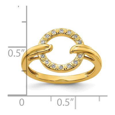 14K Yellow Gold 1/15 ct tw Diamond Open Circle Fashion Ring – view 5