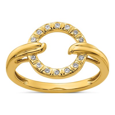 14K Yellow Gold 1/15 ct tw Diamond Open Circle Fashion Ring