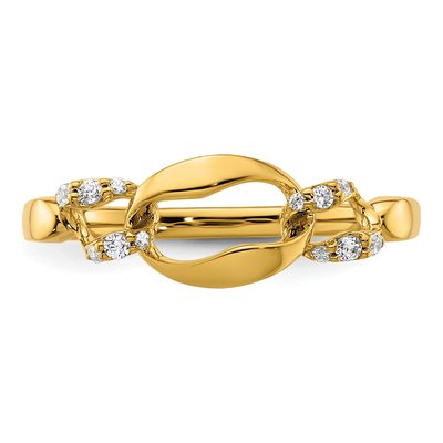 14K Yellow Gold 1/10 ct tw Diamond Wavy Oval Link Ring – view 4