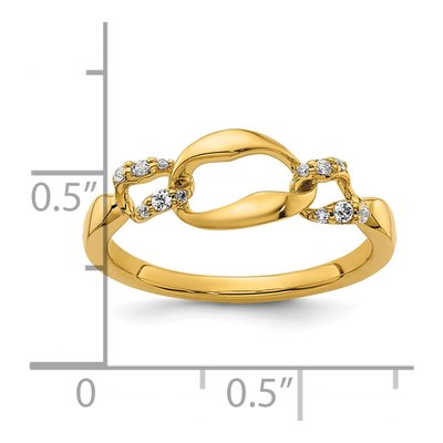 14K Yellow Gold 1/10 ct tw Diamond Wavy Oval Link Ring – view 5