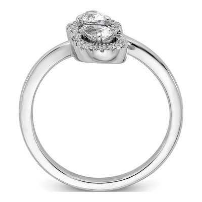 14K White Gold 3/8 ct tw Diamond Pear Halo Bypass Ring – view 2