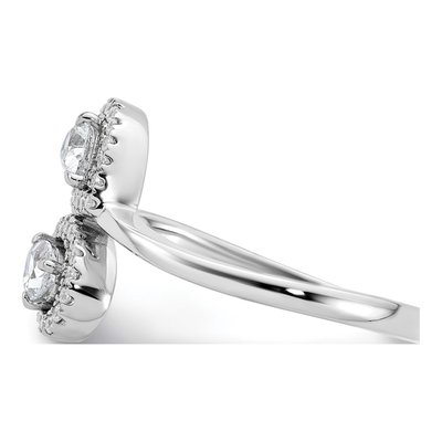 14K White Gold 3/8 ct tw Diamond Pear Halo Bypass Ring – view 3
