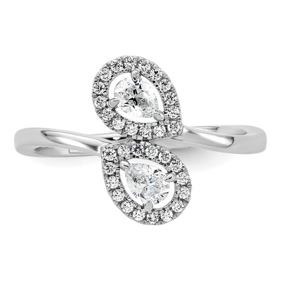 14K White Gold 3/8 ct tw Diamond Pear Halo Bypass Ring – view 4