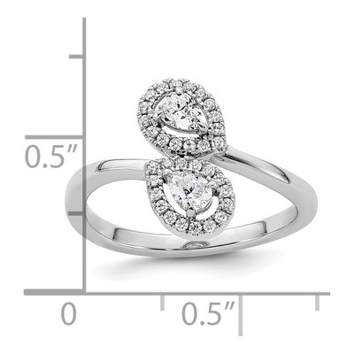 14K White Gold 3/8 ct tw Diamond Pear Halo Bypass Ring – view 5