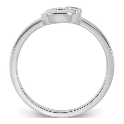 14K White Gold Heart Mother's Circle Ring Semi-Mount – view 3